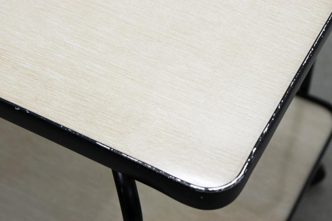 U.S. ヴィンテージ キッチン ワゴン トローリー シェルフ 化粧板 スチール