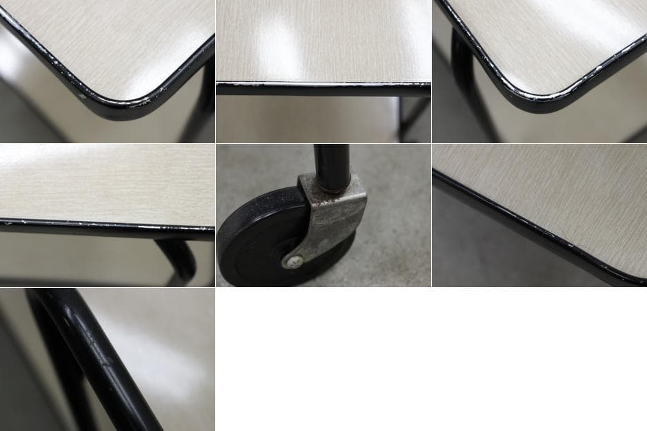 U.S. ヴィンテージ キッチン ワゴン トローリー シェルフ 化粧板 スチール