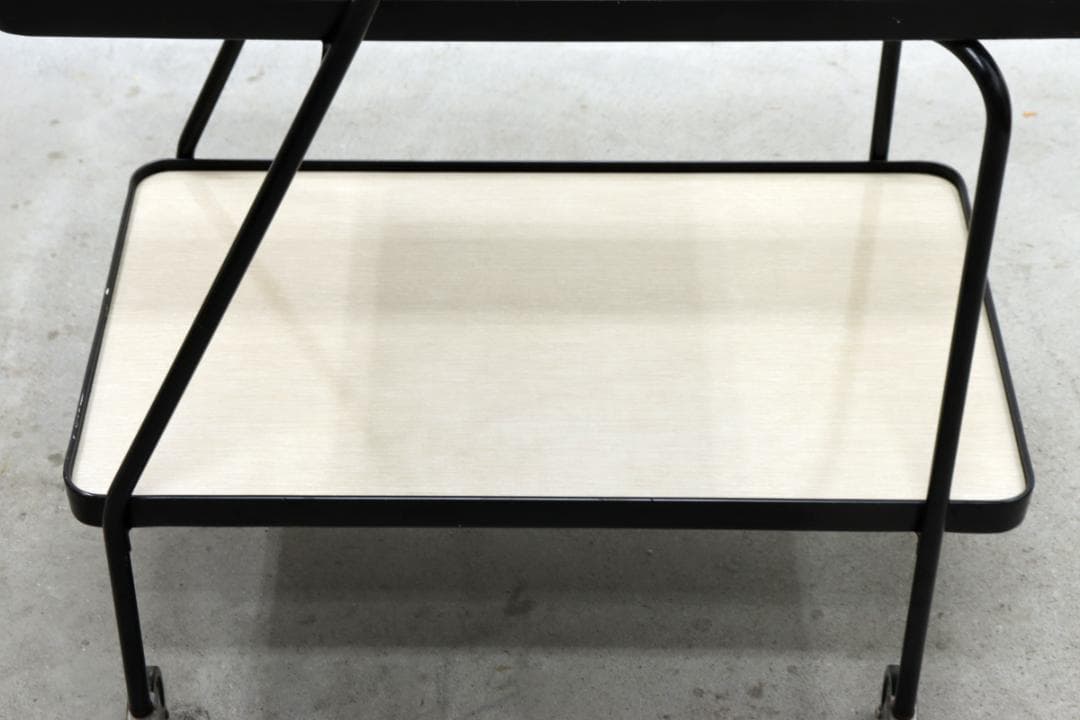 U.S. ヴィンテージ キッチン ワゴン トローリー シェルフ 化粧板 スチール