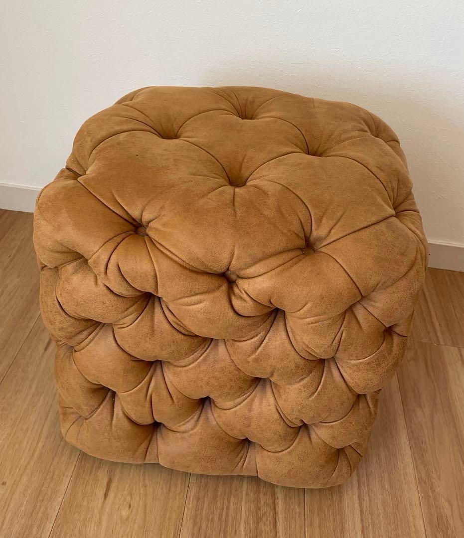 ベージュ タフタスタイル スツール　 正方形