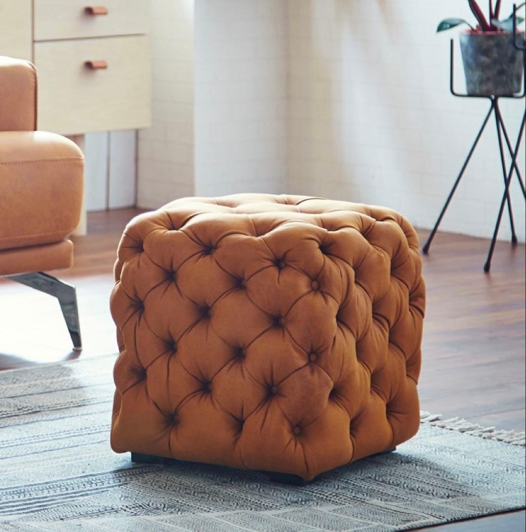 ベージュ タフタスタイル スツール　 正方形