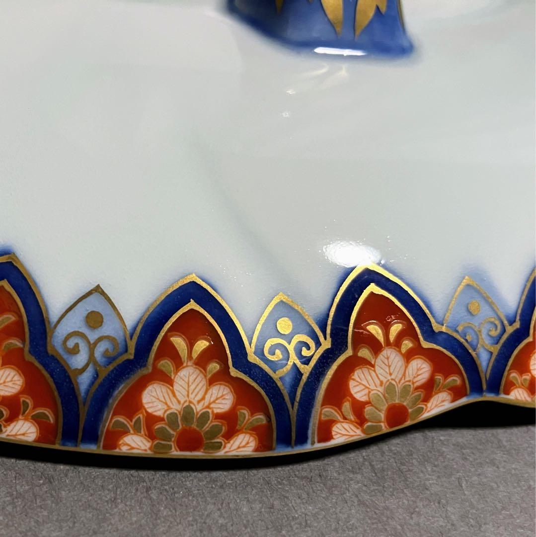 賞美堂 其泉 極錦金彩鳳凰文 盛皿 三足 脚付き皿