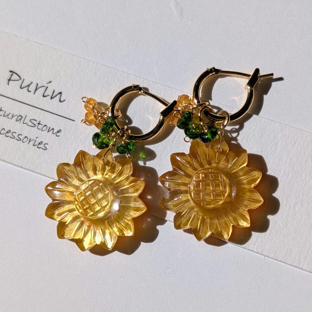 ひまわりカービングピアス