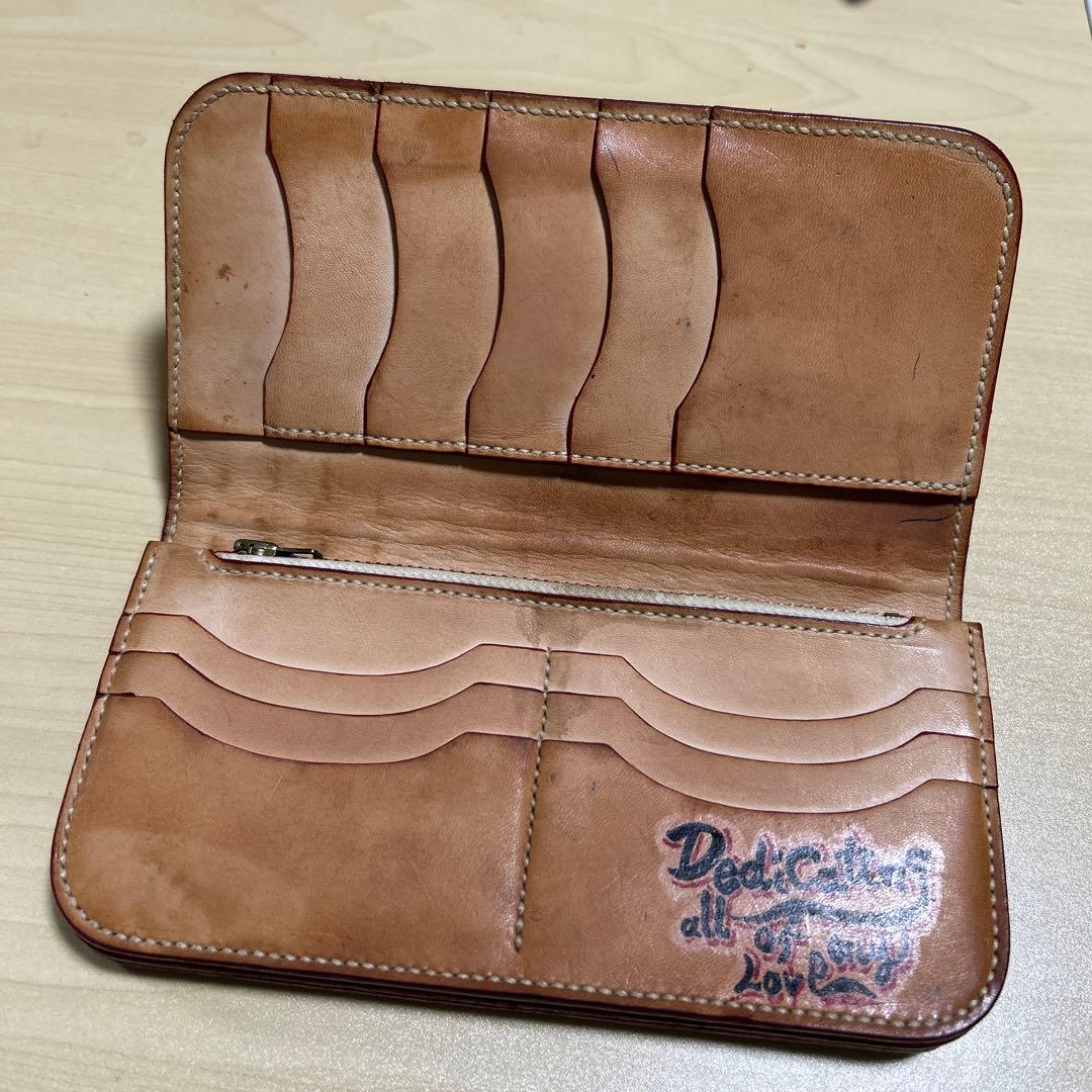 花柄レリーフ長財布 カービング本革長財布