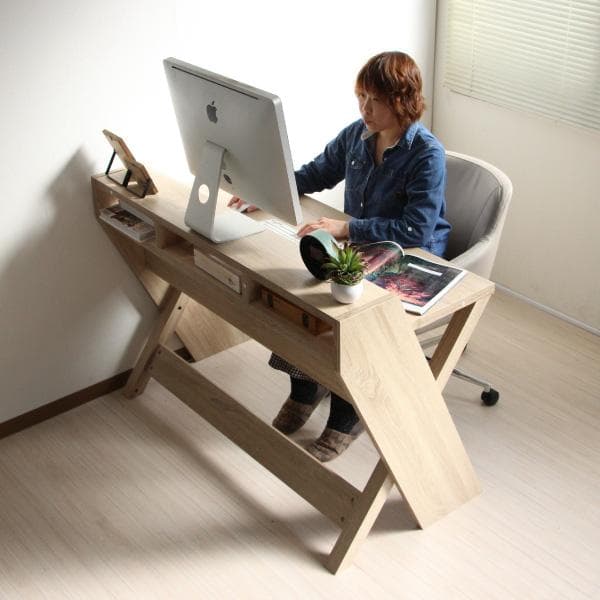 《新品・送料無料》パソコンデスク 幅125cm ハイタイプ オーク 机 ワーク