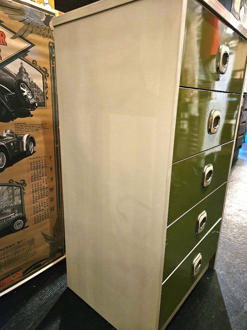 棚　タンス　引き出し　ラック　緑　昭和レトロ　レトロポップ　ヴィンテージ