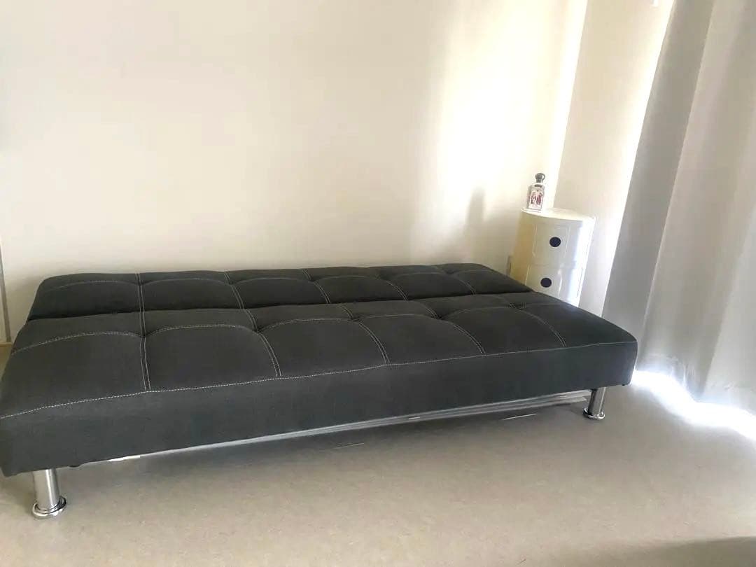 【10/6まで】【送料込み】グレー ファブリック ソファベッド