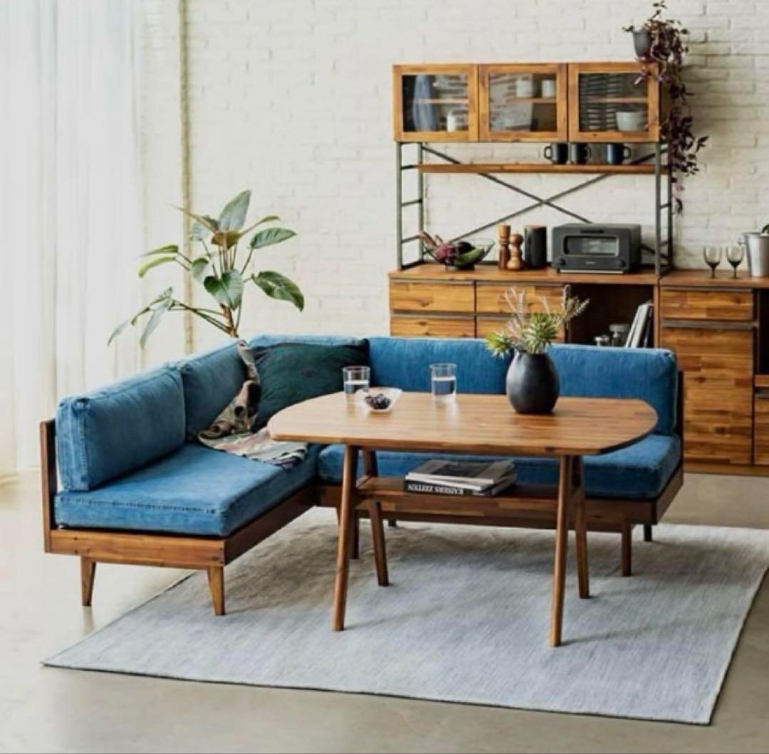 ★【unico】ウニコ スウェラ デニムソファ（ベンチバックレスト） ブルー★