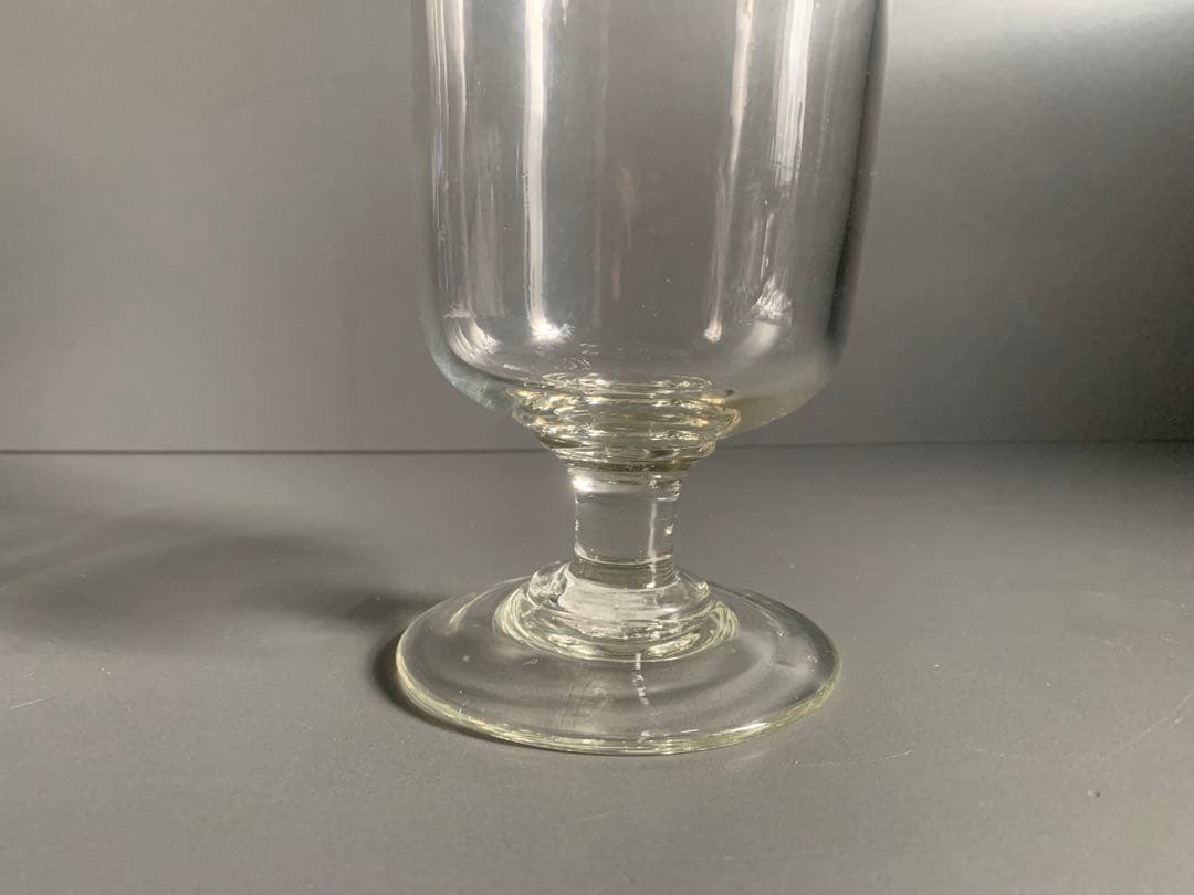 剣先 蓋付 ガラス瓶 ウランガラス 戦前 駄菓子瓶 気泡硝子 脚付 キャニスター