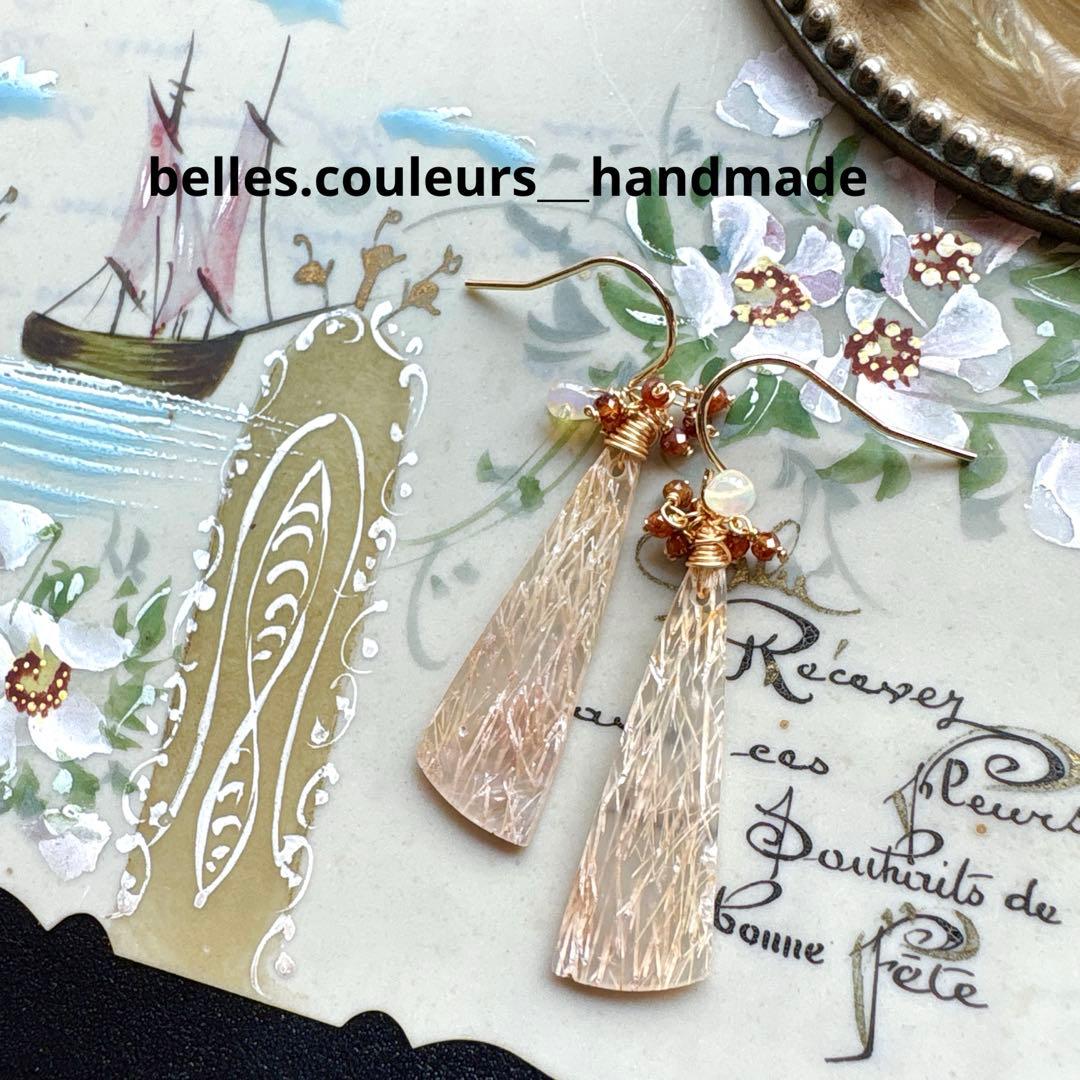 《のほほん様》レア✴︎チューブアゲート＆グリーンオパール＊ピアスorイヤリング