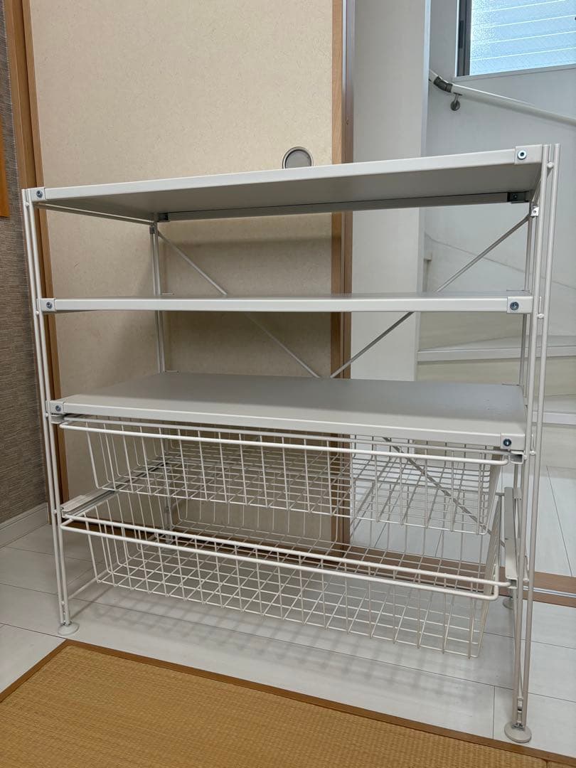 無印良品　スチールユニットシェルフ　スチール棚セット・ワイド小・ライトグレー
