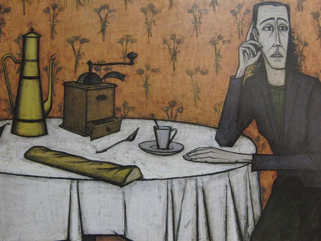 ベルナール・ビュッフェ、「Femme accoudee」、希少画集の額装画