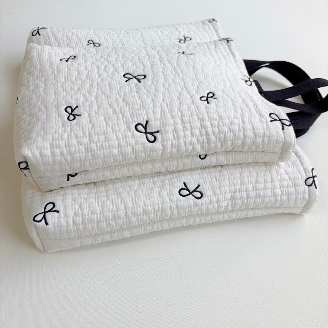 黒リボン　ヌビ　入園入学3点セット　刺繍　グレー　ブルーグレー　女の子