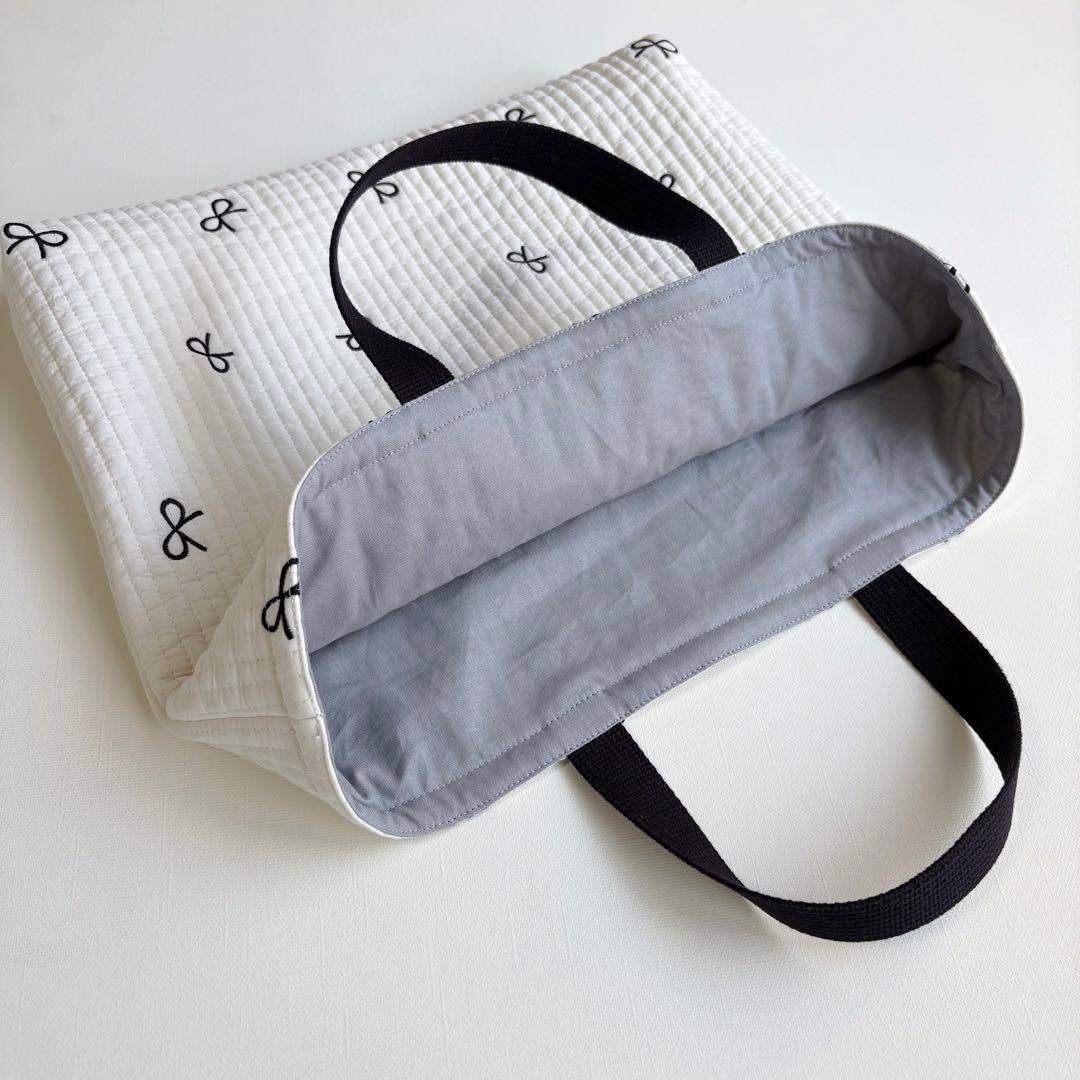 黒リボン　ヌビ　入園入学3点セット　刺繍　グレー　ブルーグレー　女の子