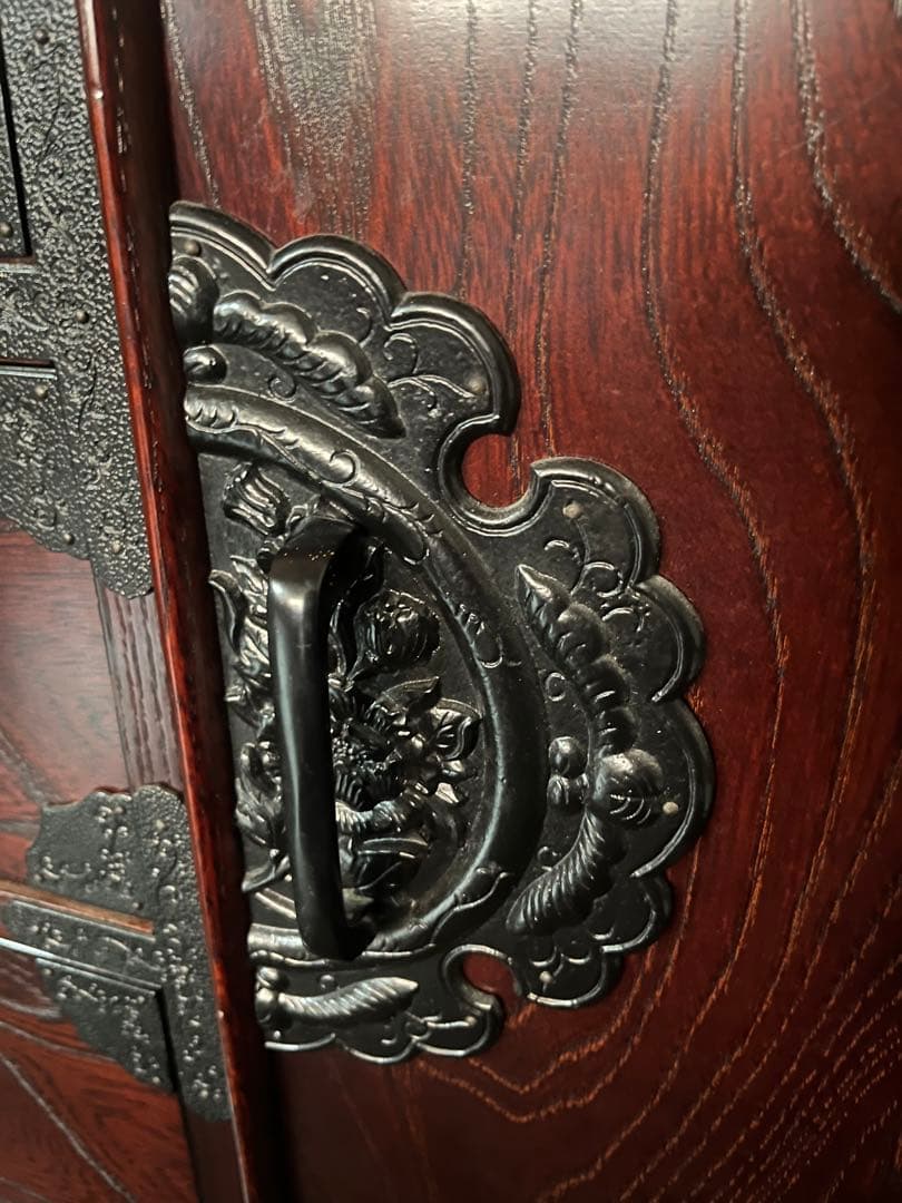 筑後民芸 民芸家具 時代箪笥 茶箪笥 欅 格子 民芸家具