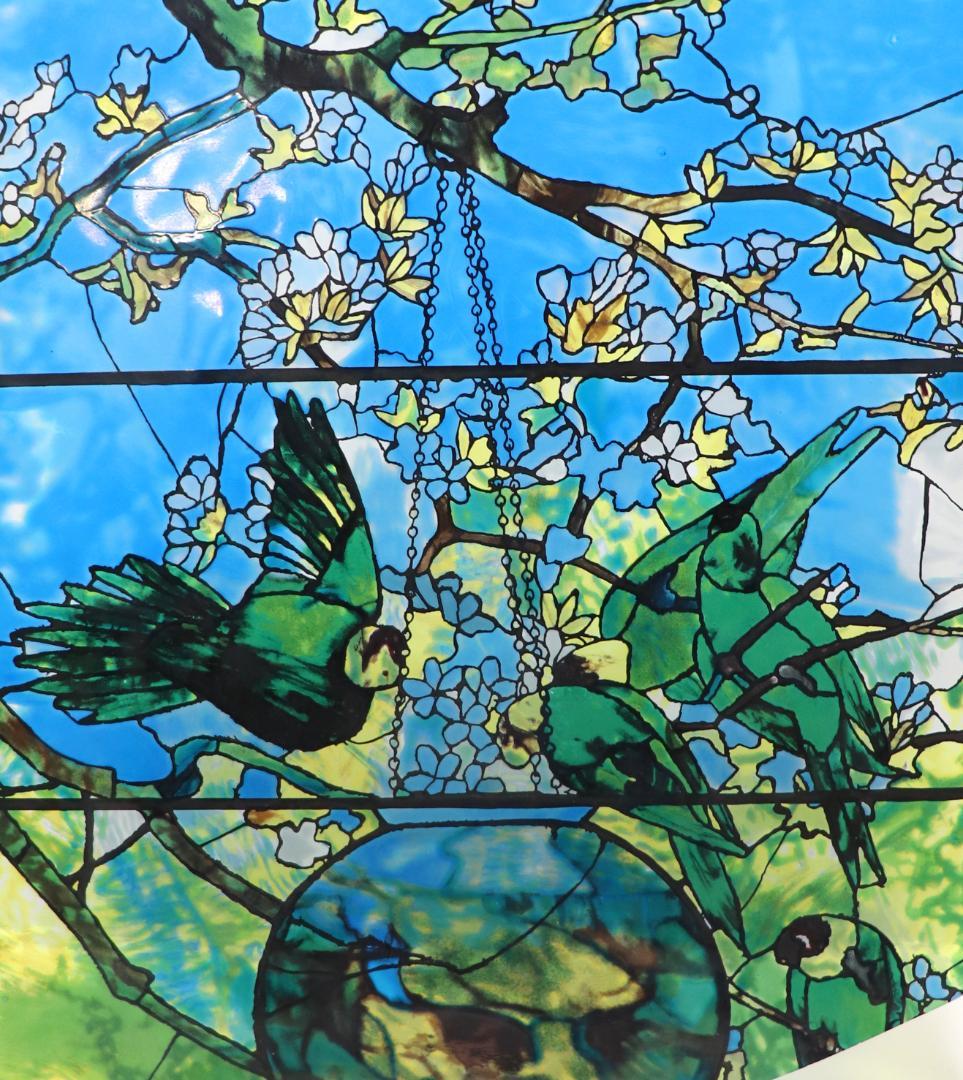 ルイス・C・ティファニーヴィンテージステンドグラス インコと金魚鉢ボストン美術館