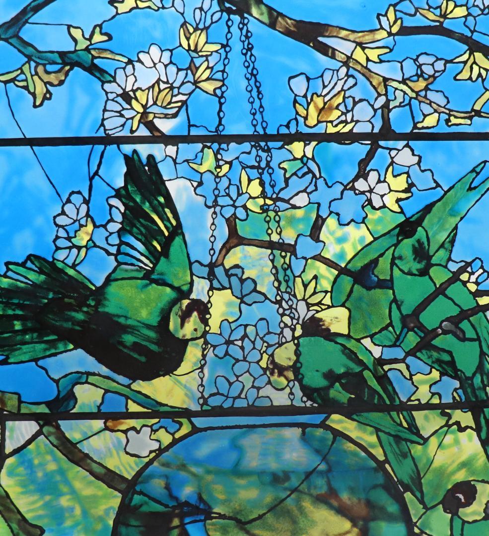 ルイス・C・ティファニーヴィンテージステンドグラス インコと金魚鉢ボストン美術館