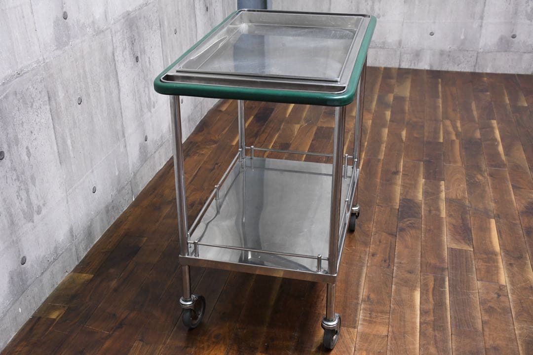 EEK73 SOLNO ステンレス製 2段 キャスターワゴン 上トレー脱着式