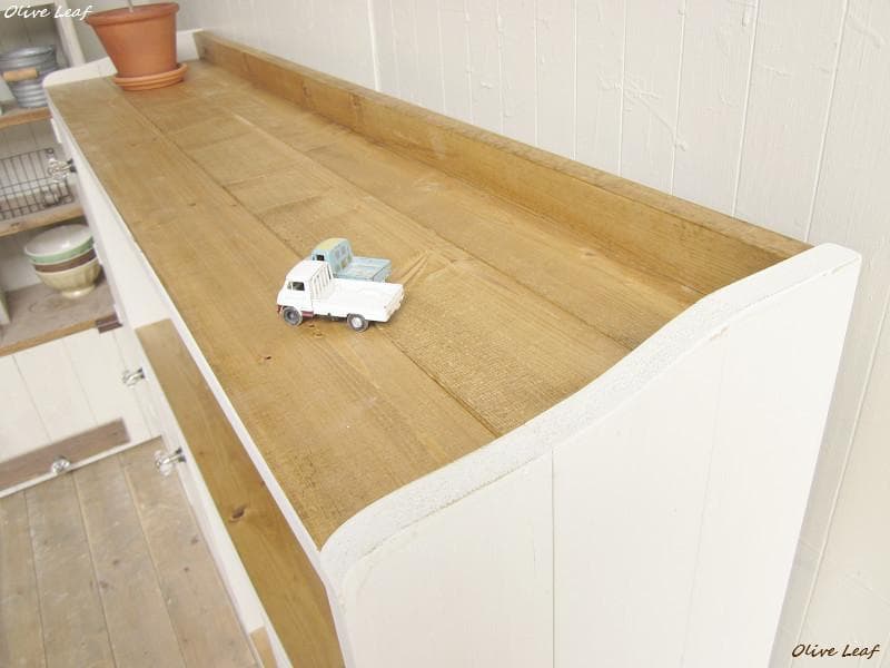 サイズデザインオーダー可ワイドロータイプ4扉キャビネットシャビーホワイト受注製作