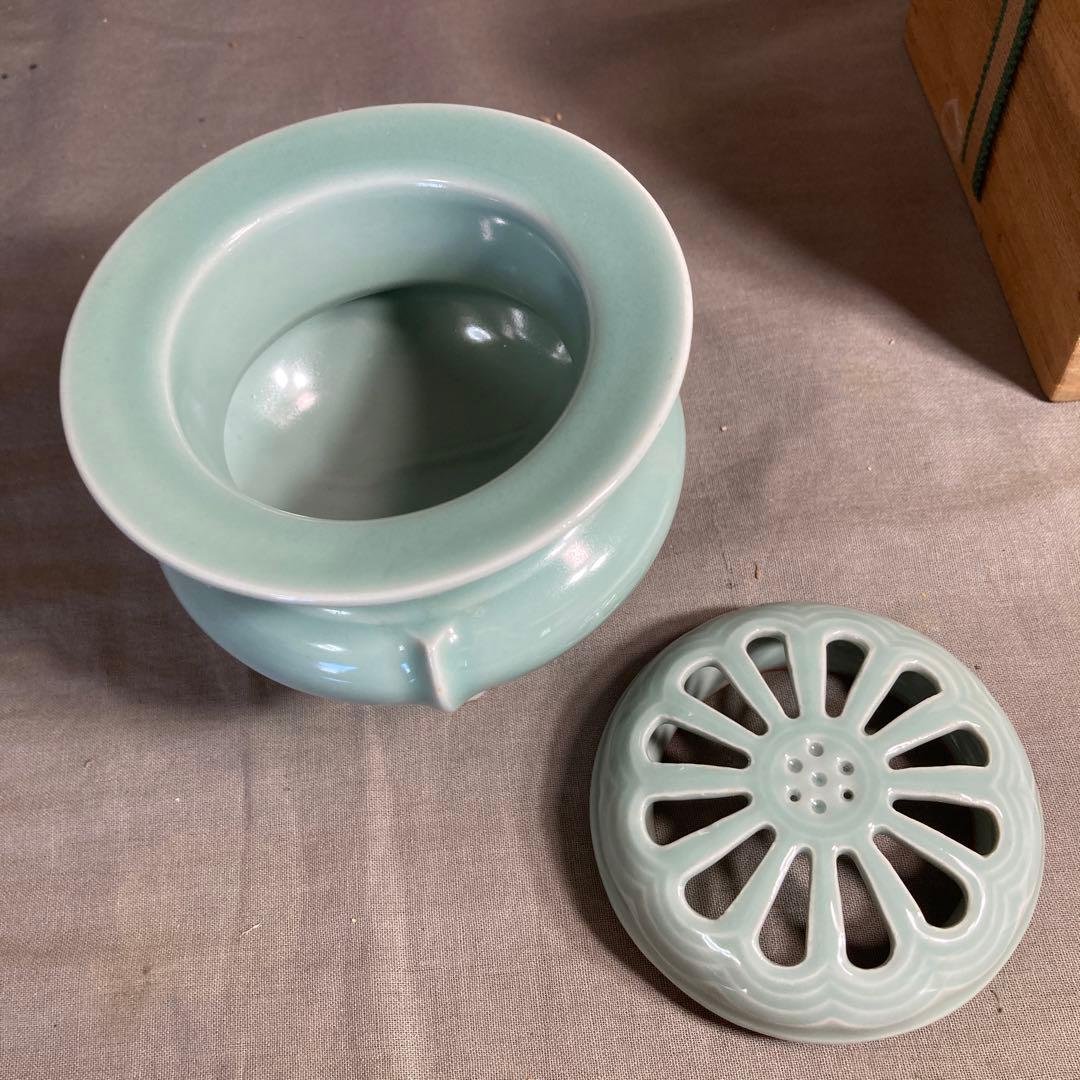 松本佩山】孤高の陶芸家日本の名窯有田年木庵窯松本佩山作青磁獅子形香炉