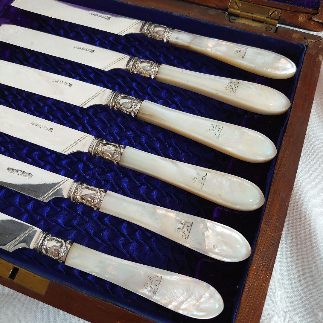 白蝶貝　純銀　マザーオブパール　カトラリー　ナイフ　フォーク　アンティーク