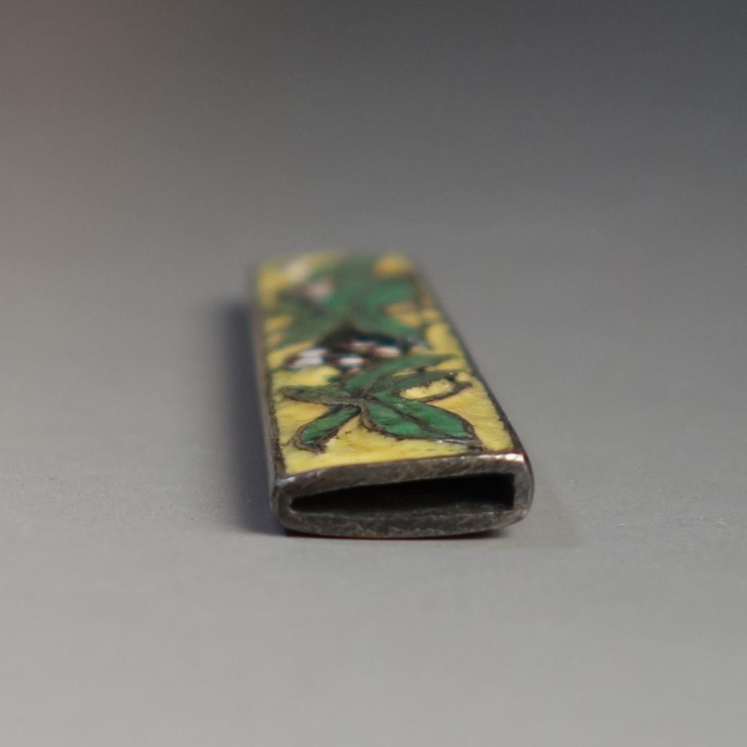 【沢潟梅花図小柄 銀地 七宝焼】 鍔 鐔 小柄 刀装具 骨董 アンティーク