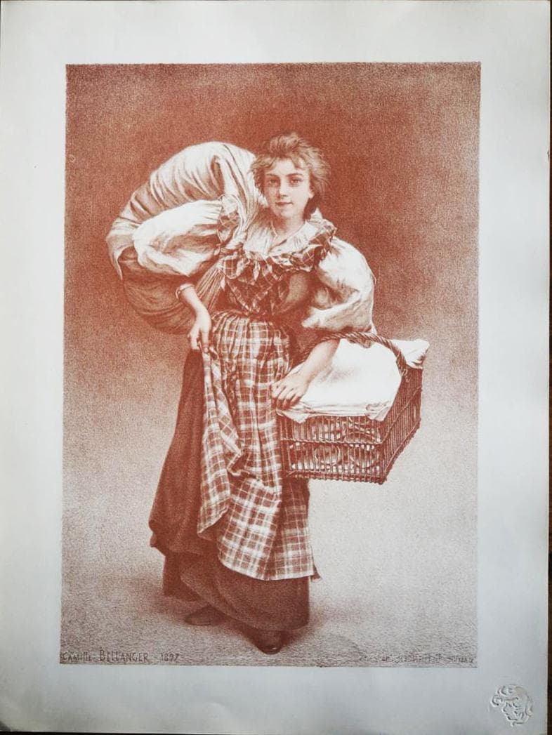 1897年 リトグラフ｜カミーユ・ベランジェ「洗濯女」レスタンプ・モデルヌ収録