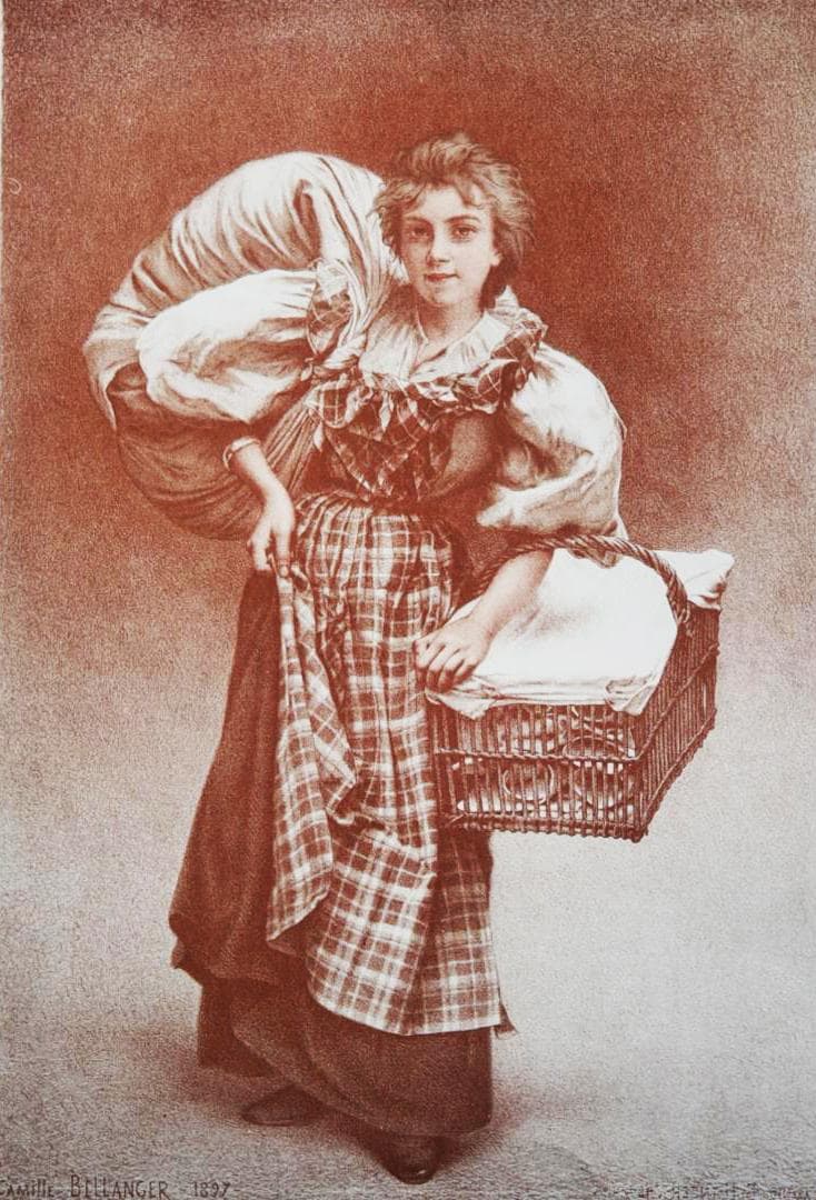 1897年 リトグラフ｜カミーユ・ベランジェ「洗濯女」レスタンプ・モデルヌ収録