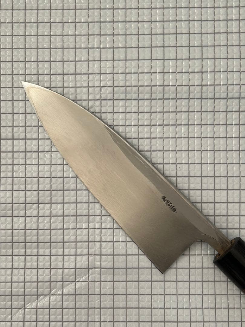 包丁 出刃 ダマスカス 安来鋼青紙２号 180mm 紫檀シノギ柄 ④