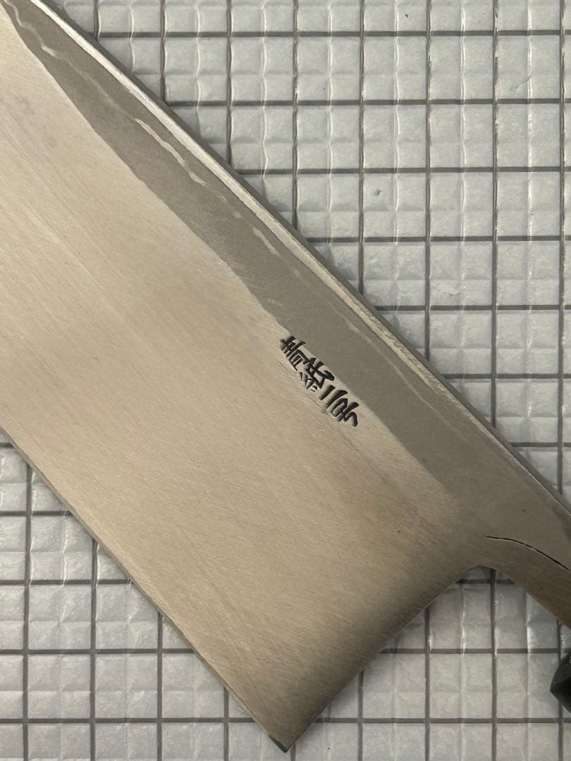 包丁 出刃 ダマスカス 安来鋼青紙２号 180mm 紫檀シノギ柄 ④