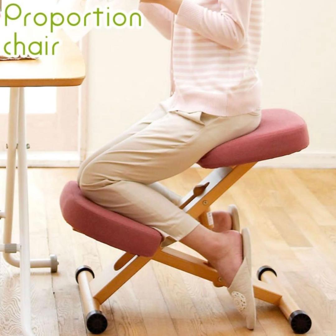 姿勢矯正チェア グレー 木製フレーム 高さ調整可能_タイヤフェルト付