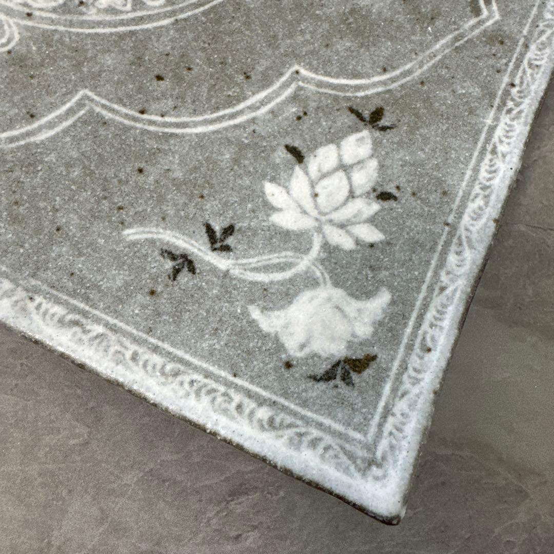 土本訓寛・土本久美子 作｜象嵌 花文 四角大皿｜一点もの・現代作家器