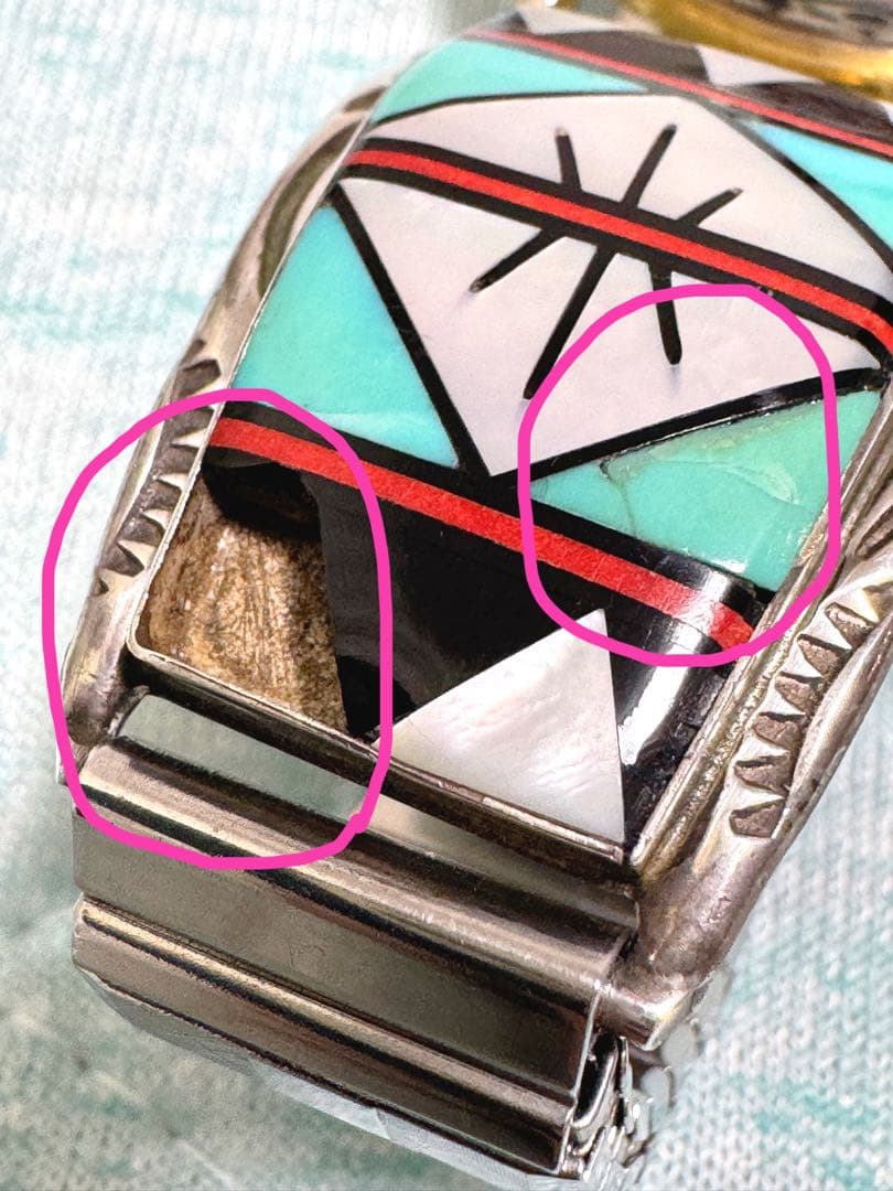 希少レア★ビンテージ　ZUNI族　インディアンジュエリー　メンズ　腕時計