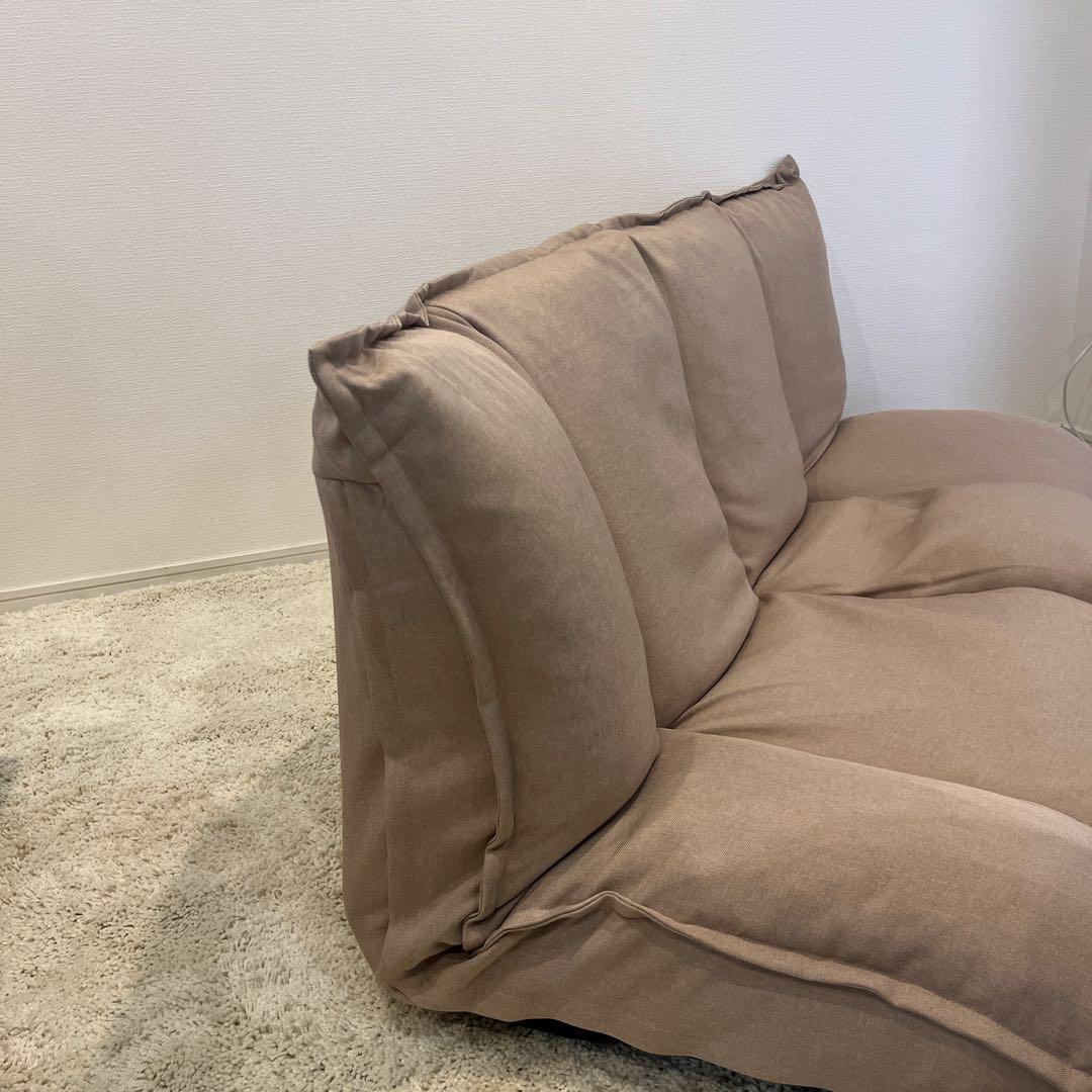 ロウヤ　ベージュ クッションソファ 2人掛け