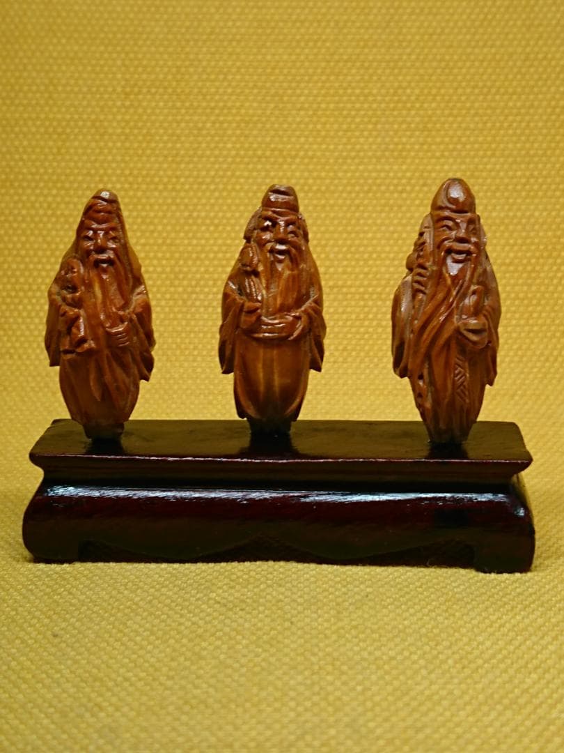 仏教美術　七福神　福禄寿　木彫　置物　インテリア　工芸品　美術品　A3351