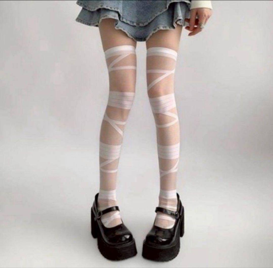 ゴスロリ 地雷 やみかわ 包帯 シースルー ニーハイ ハロウィン