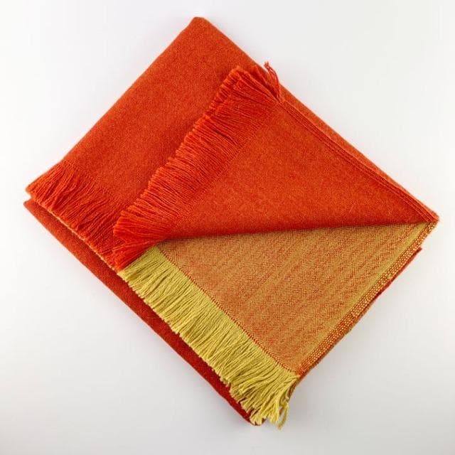 【新品】最高品質 アルパカ スローケット ブランケット オレンジ イエロー