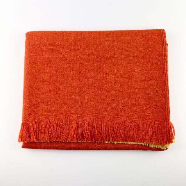 【新品】最高品質 アルパカ スローケット ブランケット オレンジ イエロー