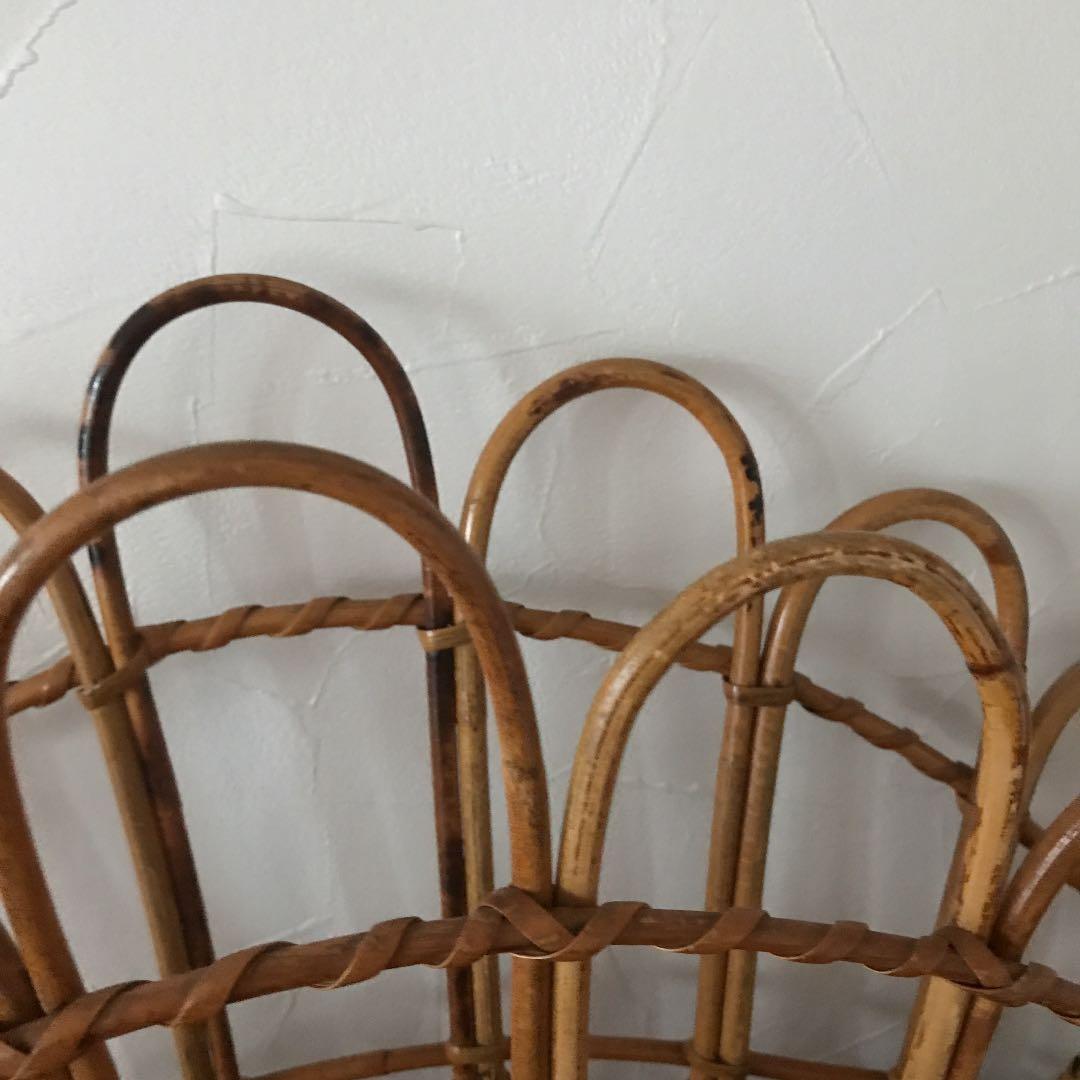 北欧　ヴィンテージ　ラタン　マガジンラック