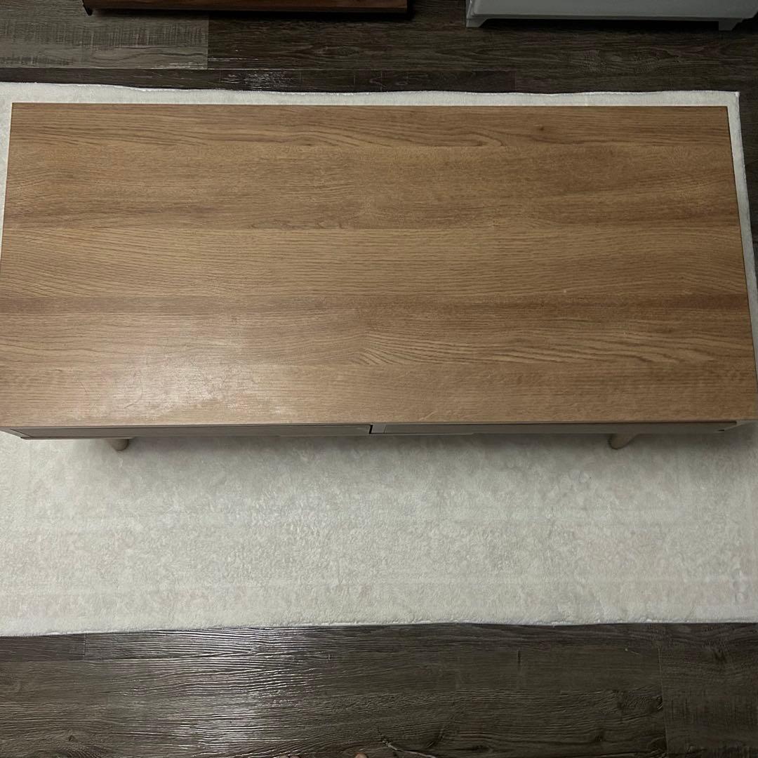 【LOWYA】ローテーブル センターテーブル 引出し付き -ライトブラウン-