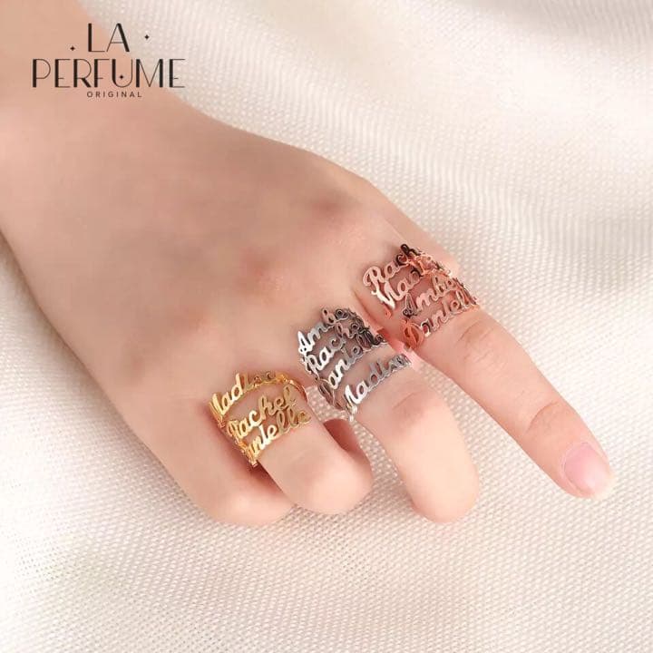 名入れ♡4箇所まで文字入れ可 家族✨イニシャル♡カスタムリング✨ゴールド 手作り