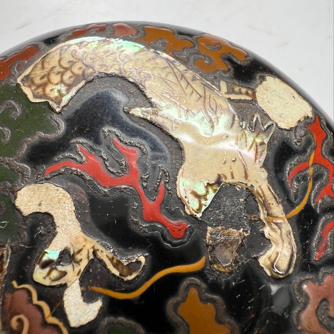 時代 青貝香合 共箱 直径約6㎝ 東Y8-0106①タサオ