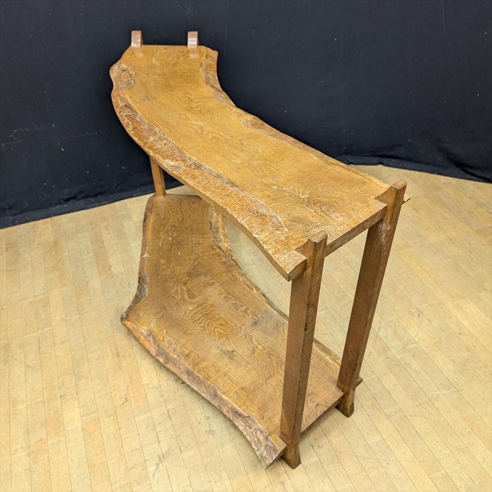 無垢　耳付き　飾り棚　花台　ディスプレイ　キャビネット　茶棚　ラック　飾り台