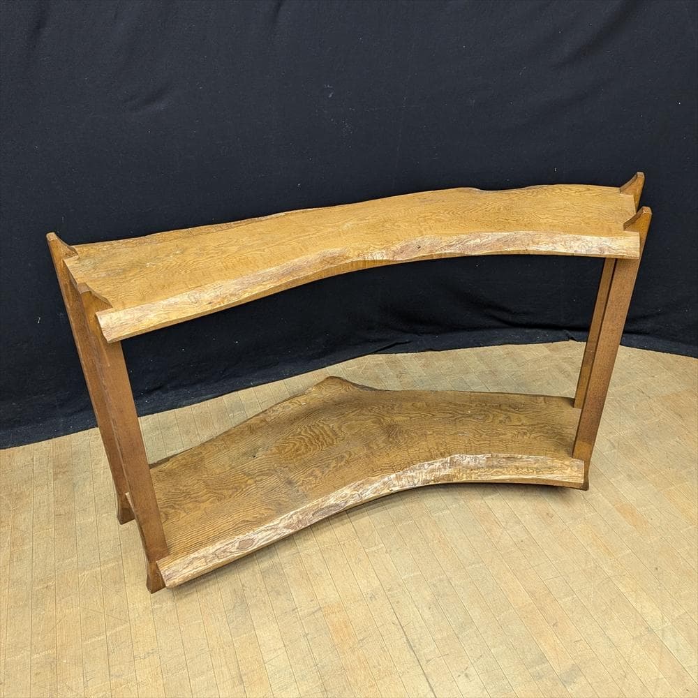 無垢　耳付き　飾り棚　花台　ディスプレイ　キャビネット　茶棚　ラック　飾り台