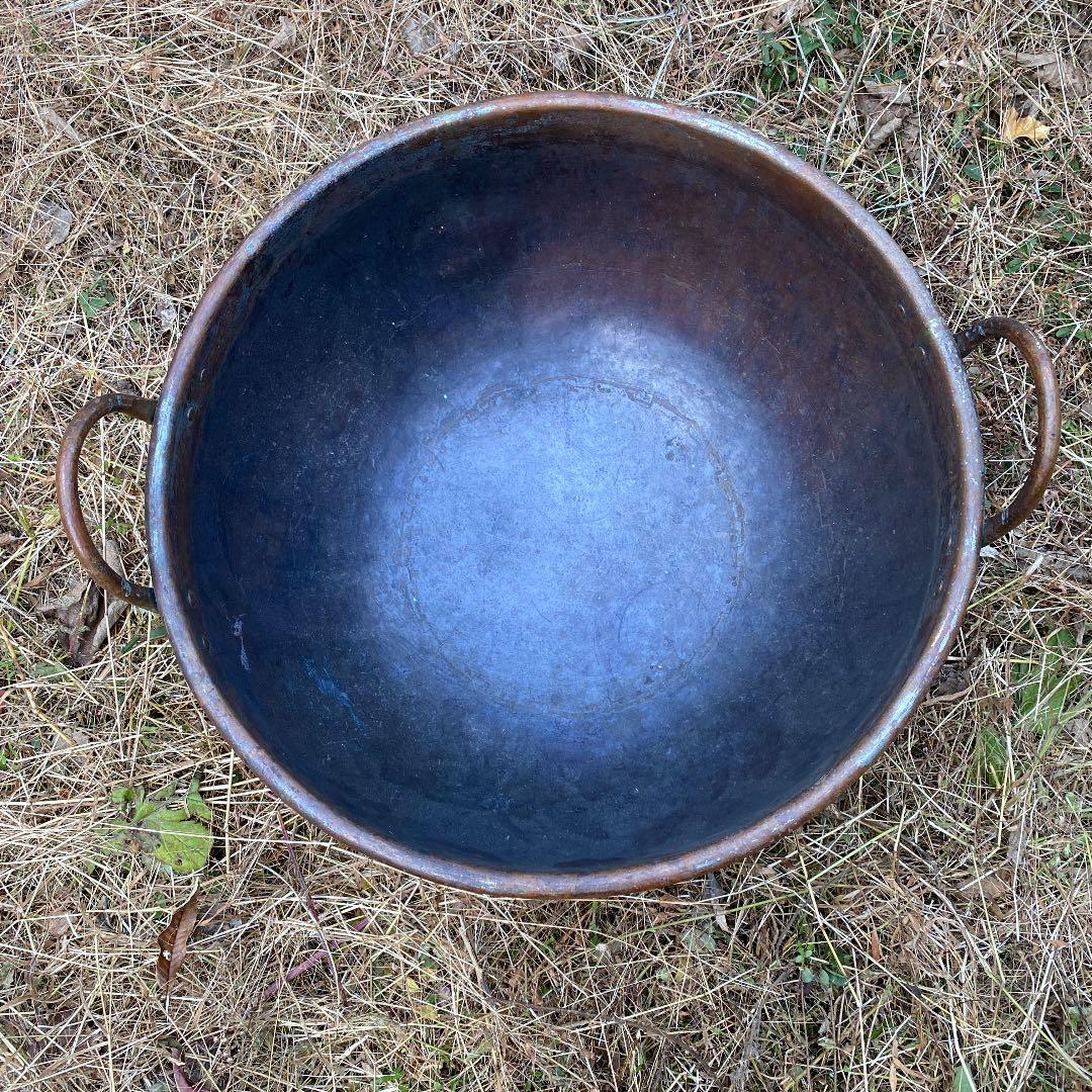 アンティーク　巨大銅鍋　両手鍋　ブロンズ