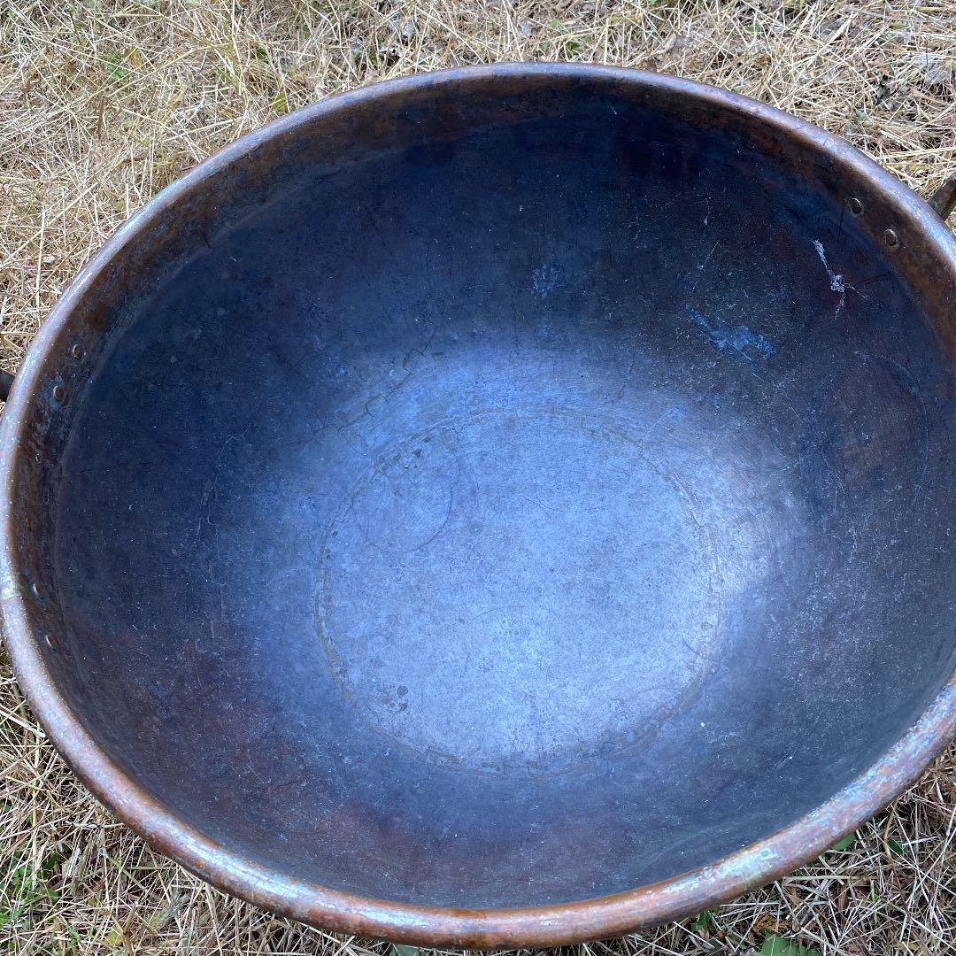 アンティーク　巨大銅鍋　両手鍋　ブロンズ