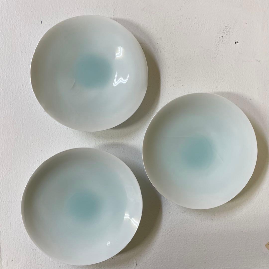 加藤委作品　青白磁皿３枚組