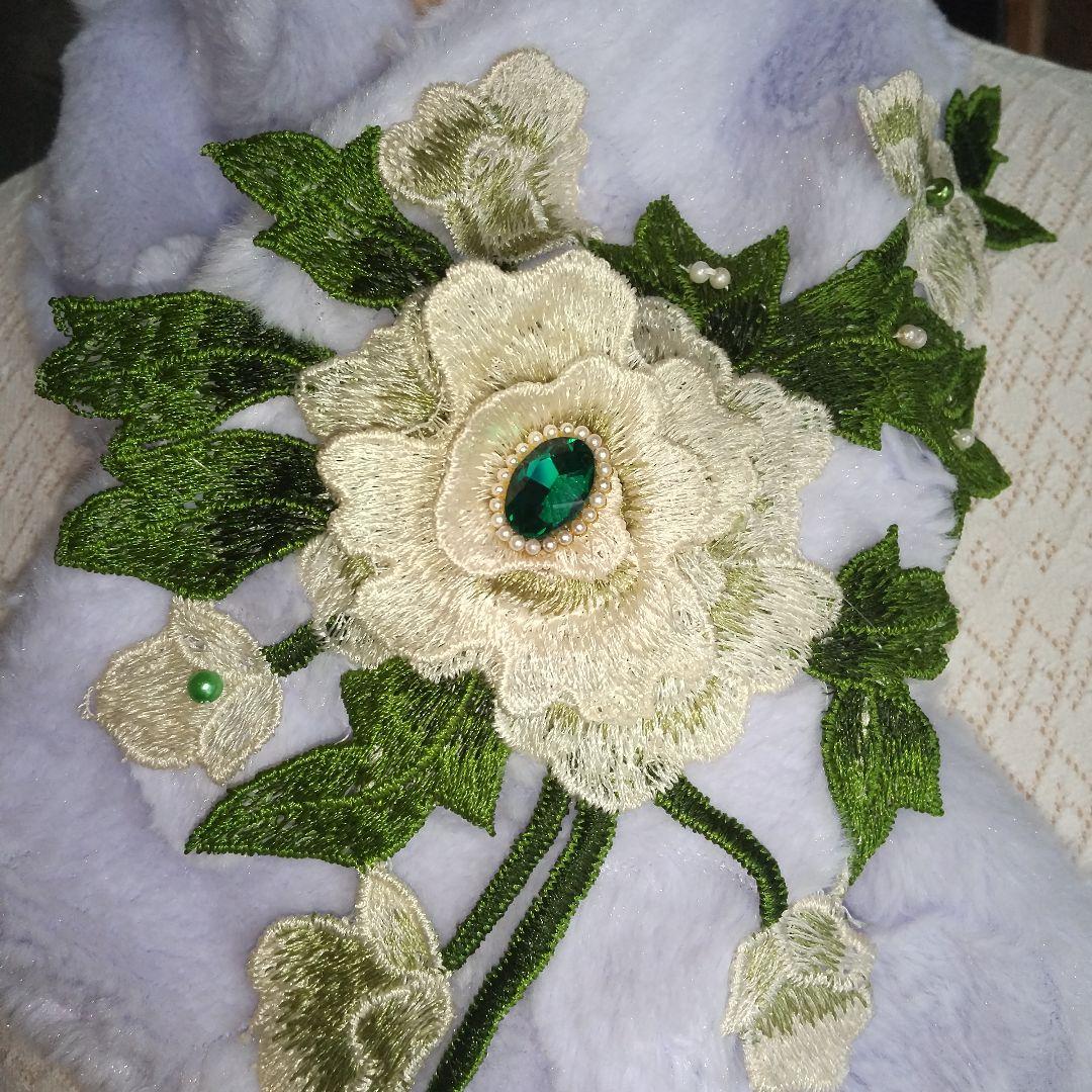 ドット柄の薄紫、ボアマフラー、ハンドメイド - メルカリ