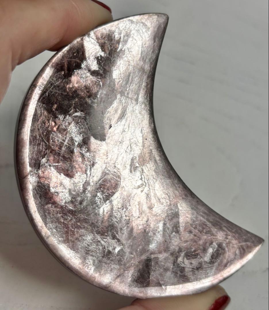 《高品質・光透過美》パープルマイカ＊月　カービング　レピドライト