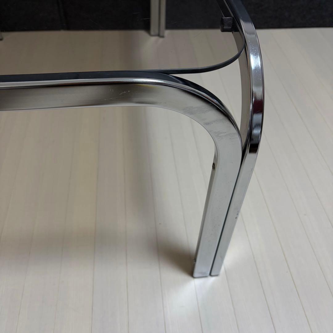 スモーク　ミッドセンチュリー ガラステーブル　センターテーブル　アイアンフレーム